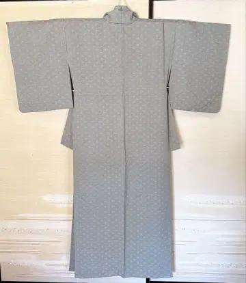 연한 녹색 코몬 순수 실크 기모노 쇼와 레트로