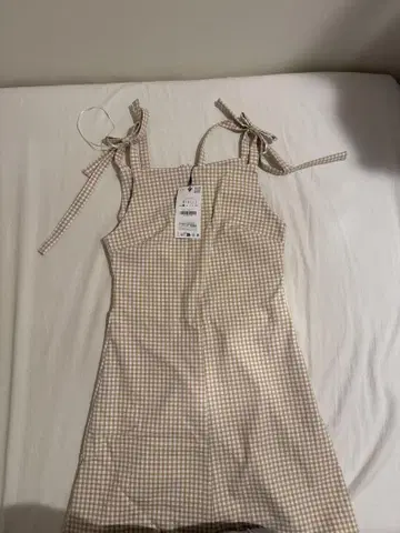 (ZARA) 화이트 슬리브리스 미니 원피스 S
