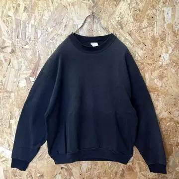 90s vintage USA제 구제 의류 짧은 기장 무지 맨투맨 블랙