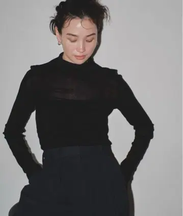TODAYFUL Sheer Velour Tops 블랙 시어 터틀