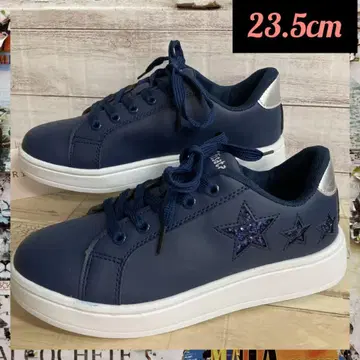 23.5cm 새상품 여성용 멋진 스니커즈 라메 초경량 네이비 컬러