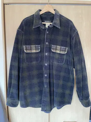 Eddie Bauer 체크 무늬 코듀로이 셔츠 XL