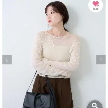 kastane 플라워 코드 자수 시어 TOPS 아이보리
