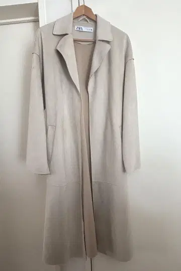 ZARA 스웨이드풍 롱 코트 베이지 S