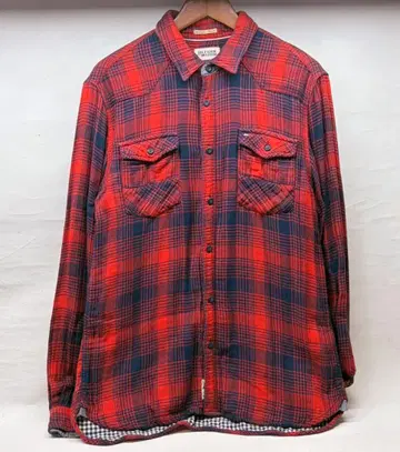 TOMMY HILFIGER DENIM 긴팔 체크 셔츠 남성용 L 사이즈
