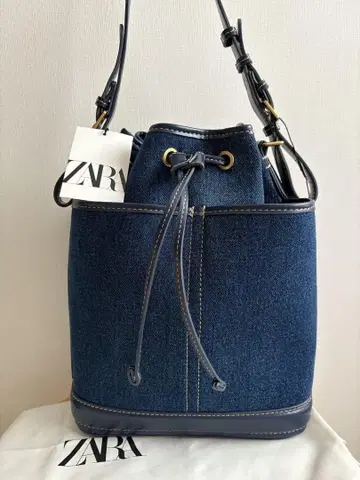 ZARA 데님 개더 드로우 스트링 맥시 백