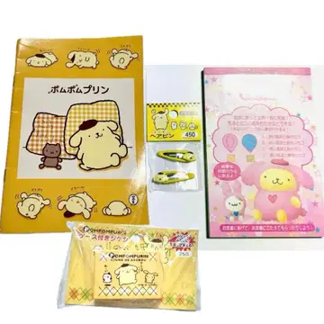 레트로 폼폼푸딩 헤어핀 노트 메모 지우개 세트