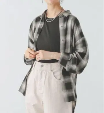 글로벌 워크 라메 체크 긴팔 셔츠 로리즈팜 지나시스