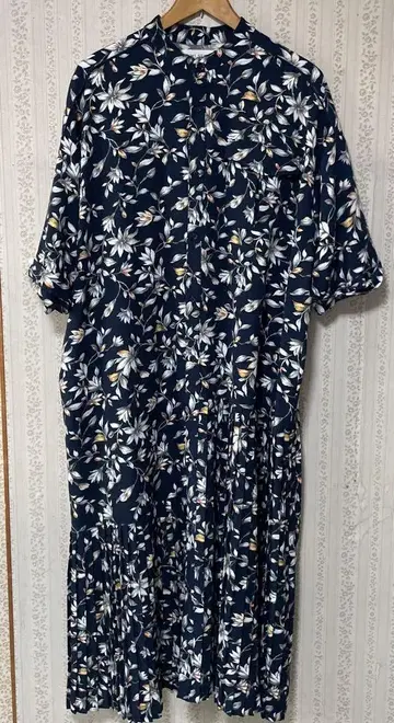 SUMI STYLE 꽃무늬 롱 원피스 네이비