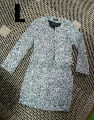 트위드 프린지 자켓 스커트 셋업 수트 M L