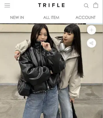 TRIFLE 더블 지퍼 레더 터치 숏 블루종