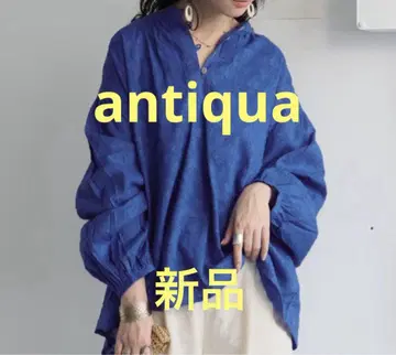 택 포함 새상품 antiqua 인도 면 도비 직조 블라우스 블루