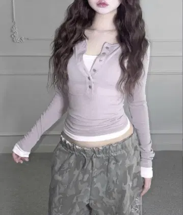 meego 컬러 레이어드 T셔츠
