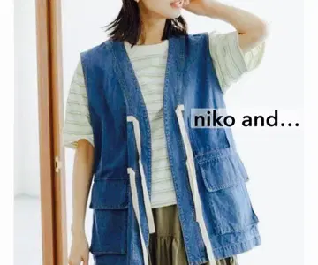 [ 새상품급 ] niko and - 데님 워크 베스트 인디고 F 사이즈