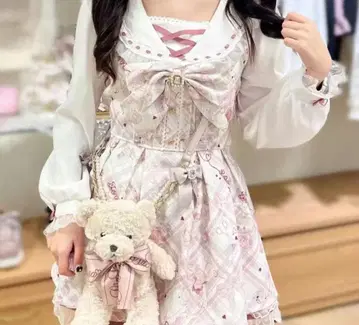 리즈리사 Sewing Bear 패턴 셋업 화이트