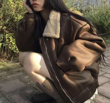 가을 신작 브라운 보아 자켓 한국 패션