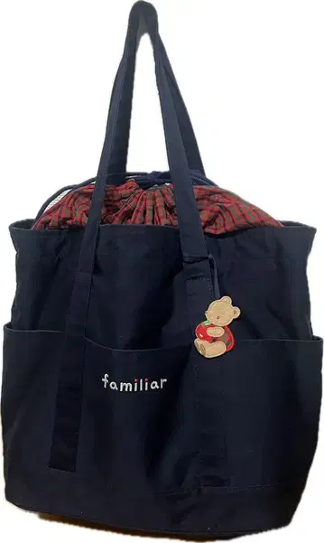 [덤 포함] familiar 파밀리아 마더백 네이비 체크 빨간색
