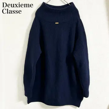 새상품급 Deuxieme Classe 울 100% 하이넥 네이비