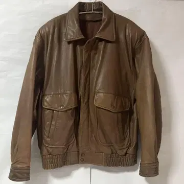 90s VINTAGE 램 가죽 플라이트 자켓 MA-1 브라운 천연 가죽