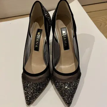 다이애나 블랙 글리터 하이힐
