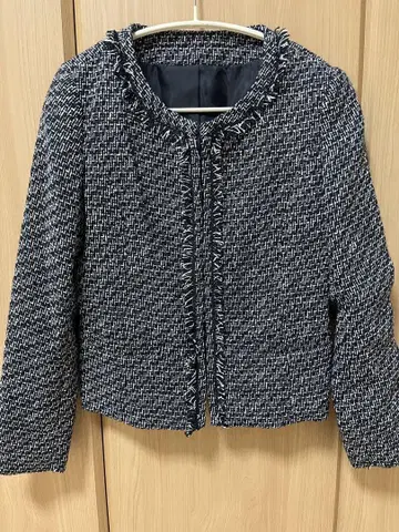 노카라 트위드 자켓 네이비 S 사이즈