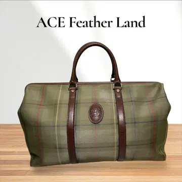 컨디션 최상 ACE Feather Land 체크 무늬 보스턴 백 일본제