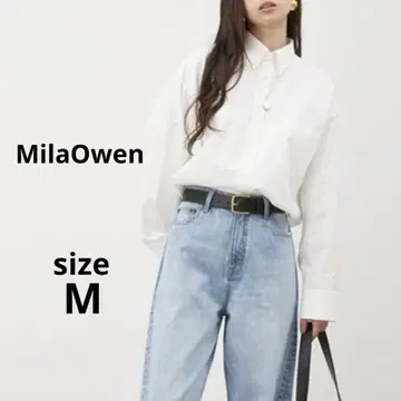 [ Mila Owen ] 미라 오웬 원포인트 자수 셔츠 화이트 상의