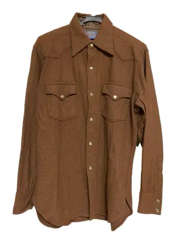 70s Pendleton 브라운 울 셔츠 단색 무지 펜들턴