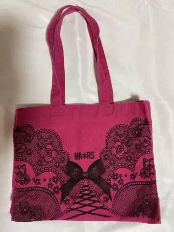 레어 MARS 마즈 레이스 프린트 패턴 핑크 토트백
