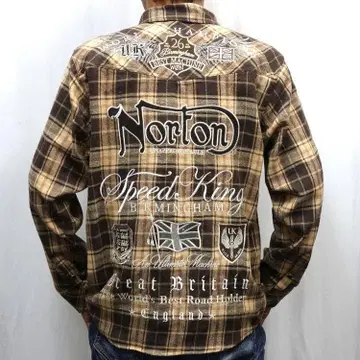 노튼 코듀로이 사용 체크 셔츠 253N1500 브라운 XL