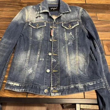 디스퀘어드 데미지 가공 데님 자켓 다크 블루 48