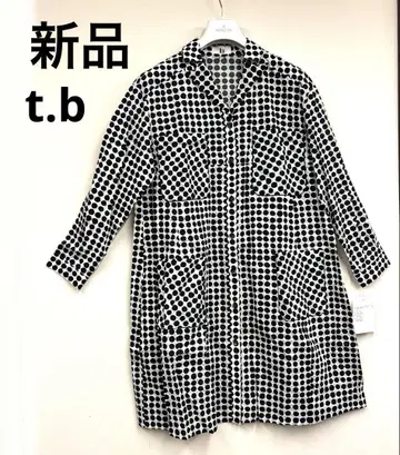 새상품 t.b 도트 프린트 튜닉 블라우스