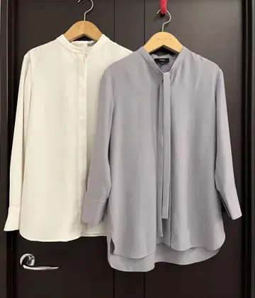 theory 23SS 보타이 블라우스 그레이 S