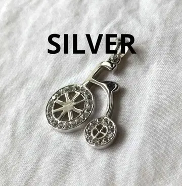 빈티지 자전거 실버 펜던트 탑 SILVER 목걸이 cz