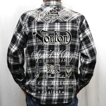 노턴 코듀로이 사용 체크 셔츠 253N1500 블랙 XXL