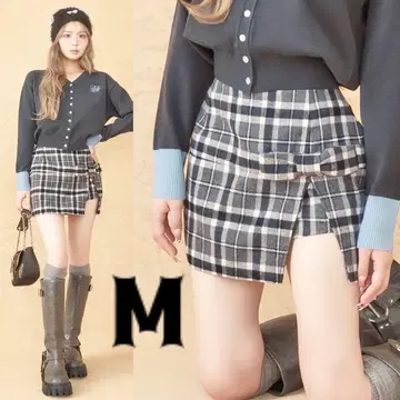 미개봉 새상품 M 슬릿 체크 리본 미니 스커트 다리치 darich
