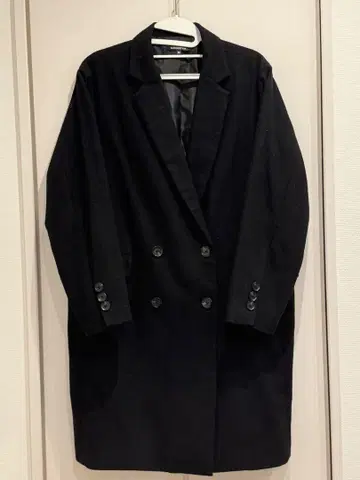블랙 더블 브레스트 롱 코트
