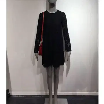 Theory 블랙 레이스 긴팔 원피스