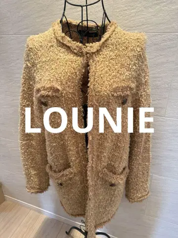 LOUNIE 베이지 노카라 자켓 가디건