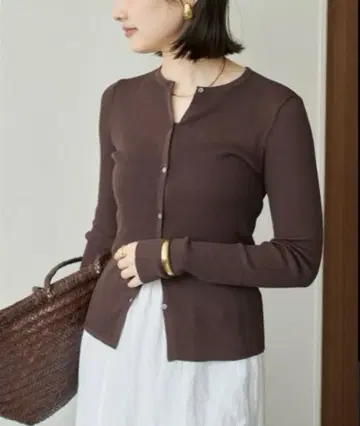 [ 새상품 ] 플라주 whisper rib sheer 가디건(브라운)