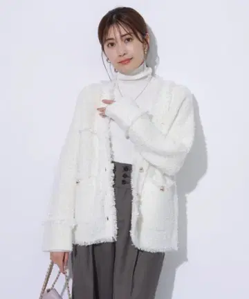 아푸와이저 리셰 라메 트위드 니트 자켓