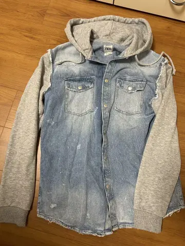 ZARA relaxed fit 데님 자켓 후드 부착