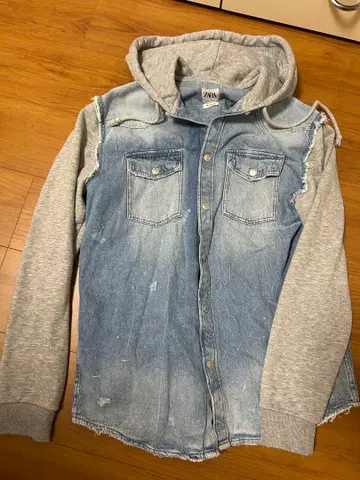 ZARA relaxed fit 데님 자켓 후드 부착