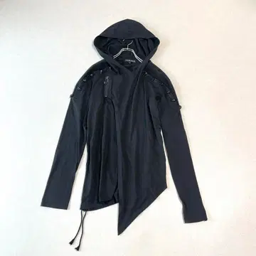 Y2K 펑크 스컬 스터드 비대칭 변형 후디 후드티