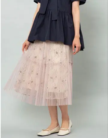 JILL STUART 시어 플라워 프린트 플리츠 스커트
