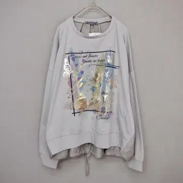 이즈스칼라 552263 꽃나비박 프린트 이소재 절개 풀오버