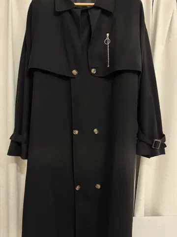 [ KUUUPY ] 블랙 더블 브레스트 트렌치코트