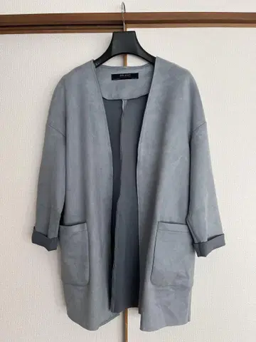 [새상품급] ZARA JAPAN 스웨이드 코쿤 미들 코트 블루