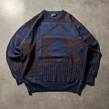 빈티지 절개 레트로 유럽풍 블루 디자인 니트 스웨터