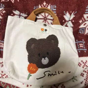 곰 자수 토트백